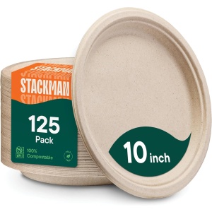 Stack Man [375 Pack] Compostable CPLA Cutlery Set, 125 Forks, 125 Spoons, 125 Knives, Disposable Utensils, Heavy-Duty Eco-Friendly Biodegradable Silverware Set is Made from Cornstarch